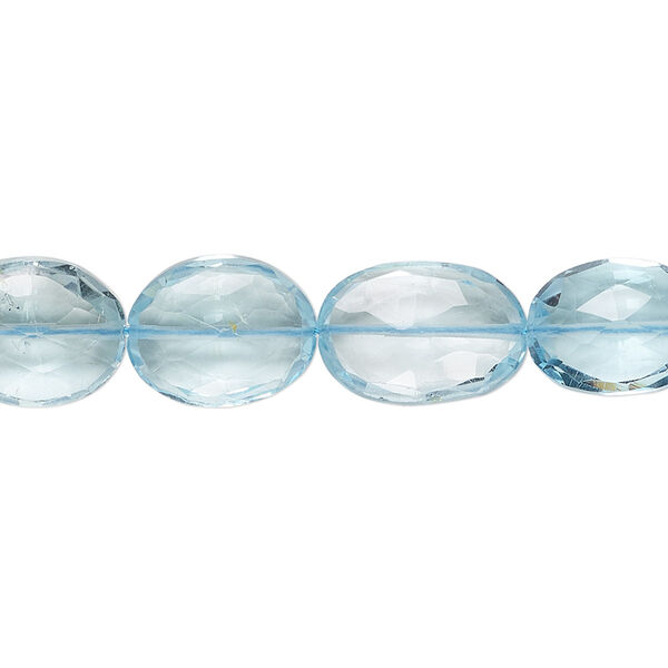 Sky blue topaz 1pkg1, hand-cut faceted puffed oval bead 8 inch 10x8mm-14x10mm image number 0