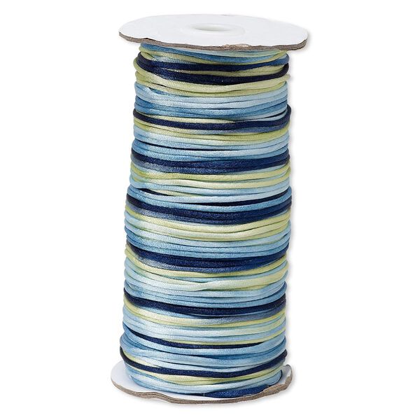 Cord, Satinique™, satin, ocean, 2mm regular. Sold per 400-foot spool. image number 0