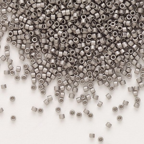 Seed bead, Delica®, glass, pkg/250g, #11 round, opaque matte nickel-plated (DB-0321). image number 0