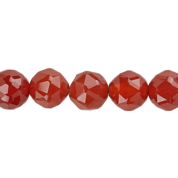 Carnelian 1pkg1, rose-cut round bead 8 inch 10mm image number 0