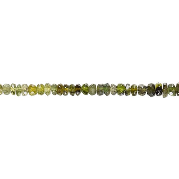 Green tourmaline 1pkg1, hand-cut faceted rondelle bead natural 15.5-16 inch 3x1mm image number 0