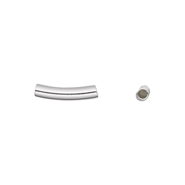 Bead, sterling silver, 15x3mm curved round tube. Sold per pkg of 2. image number 0