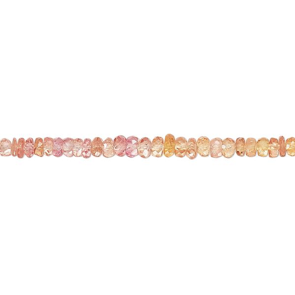 Padparadscha sapphire 1pkg1, hand-cut faceted rondelle bead 8 inch 2x0.5mm-3x1.5mm image number 0