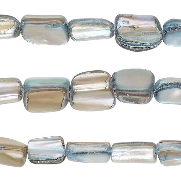 Bead, mother-of-pearl shell (dyed), sky blue, medium chip and 10x7mm-11x8mm stick, Mohs hardness 3-1/2. Sold per pkg of (3) 15-inch strands. image number 0