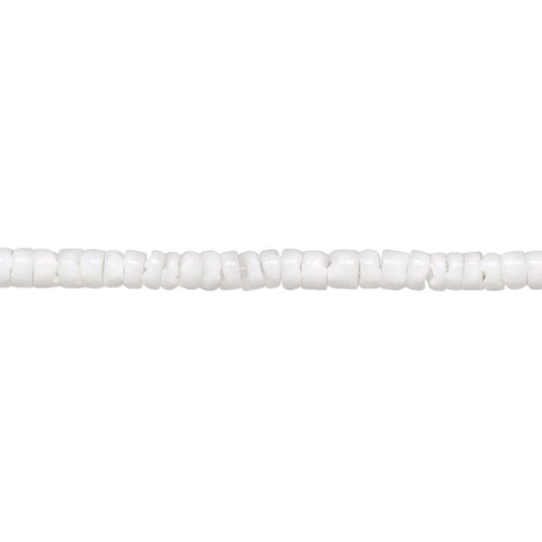 Bead, white litub shell (natural), 2-3mm hand-cut heishi, Mohs hardness 3-1/2. Sold per 24-inch strand. image number 0