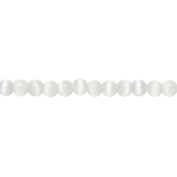 Bead, cat's eye glass (fiber optic glass), grey, 4mm round, quality grade. Sold per 15-1/2" to 16" strand. image number 0