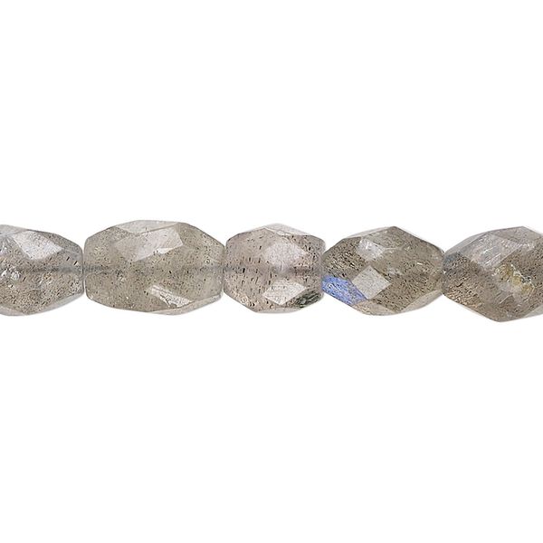 Labradorite 1pkg1, hand-cut faceted puffed oval bead natural 14 inch 8x6mm-11x8mm image number 0