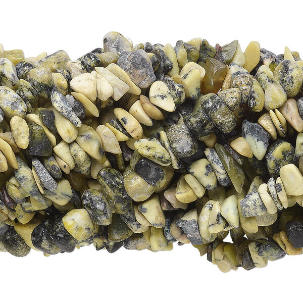 Yellow "turquoise" (serpentine with quartz) 1pkg10, chip bead natural 34 inch mini to extra-large image number 0