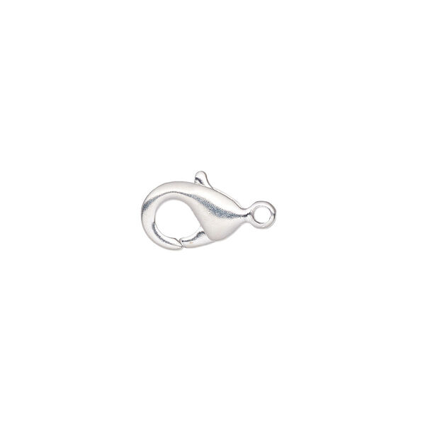 Clasp, TierraCast®, lobster claw, silver-plated brass, 9x6mm. Sold per pkg of 2. image number 0