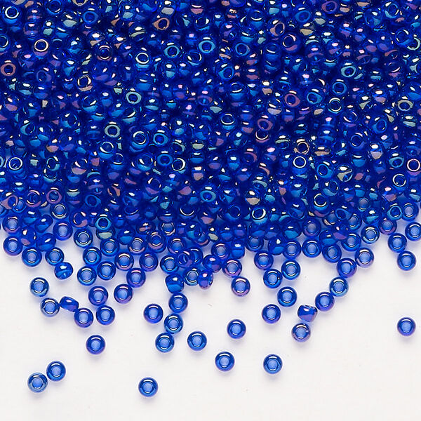 Seed bead, Preciosa Ornela Czech glass, pkg/50g, #11 rocaille, translucent rainbow blue, (31100). image number 0