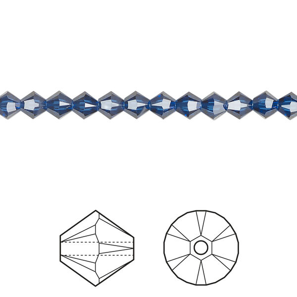 Bead 48pk dark sapphire, Crystal Passions® Regenerated 4mm bicone 5328 image number 0
