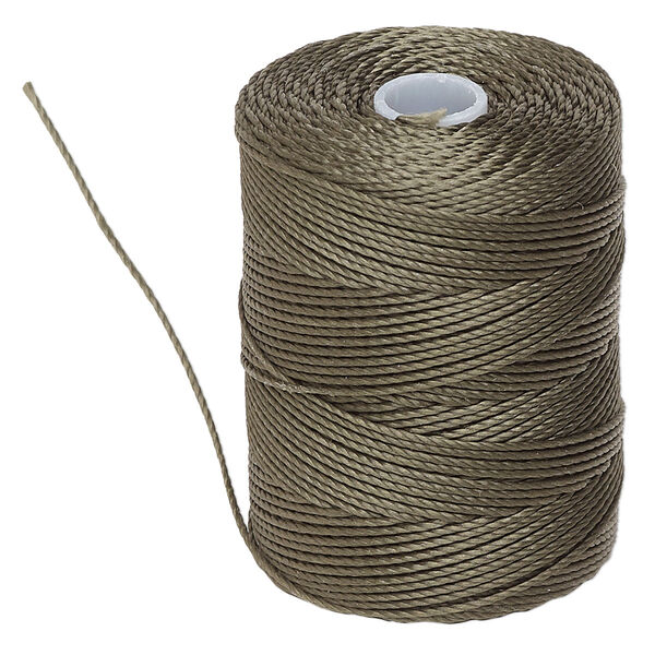 Thread, C-Lon®, nylon, olive, 0.5mm diameter. Sold per 92-yard spool. image number 0