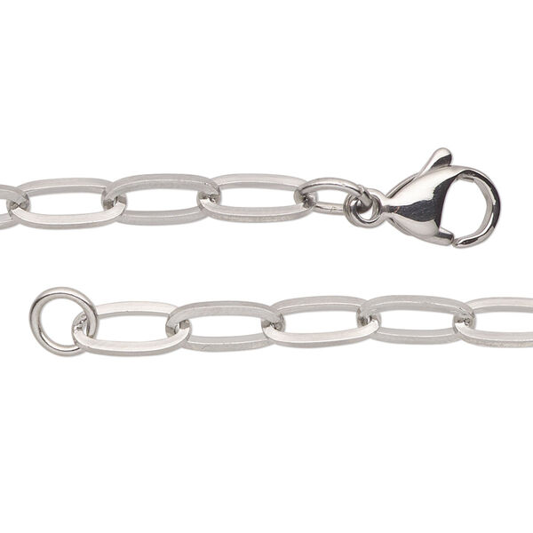 Chain, stainless steel, 4.8mm paperclip, 18 inches with lobster claw clasp. Sold individually. image number 0