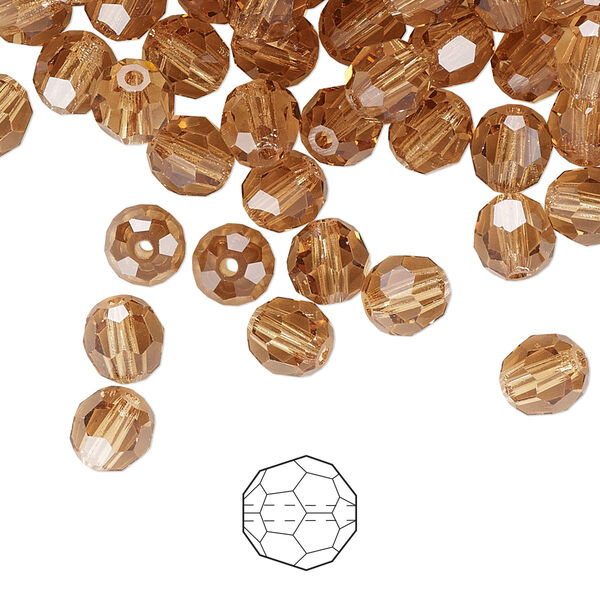 Bead 144pk light Colorado topaz, Preciosa Czech crystal 6mm round image number 0