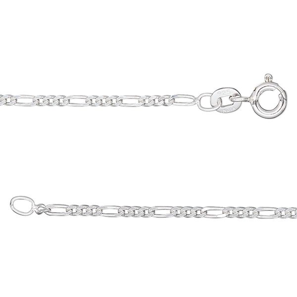 Chain, sterling silver, 1.7mm figaro, 18 inches. Sold individually. image number 0