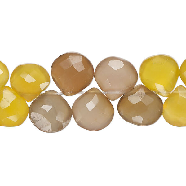 Chalcedony 1pkg1, hand-cut top-drilled faceted puffed teardrop bead 7 inch 9x8mm-12x9mm image number 0