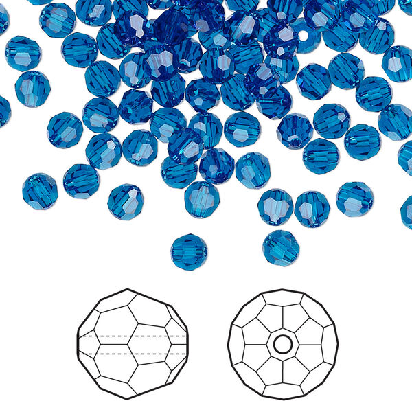 Bead 720pk Capri blue, Swarovski® 4mm round 5000 image number 0