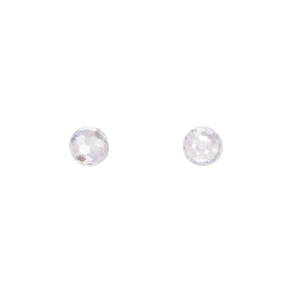 Bead, cubic zirconia, clear, 6mm half-drilled faceted round. Sold per pkg of 2. image number 0