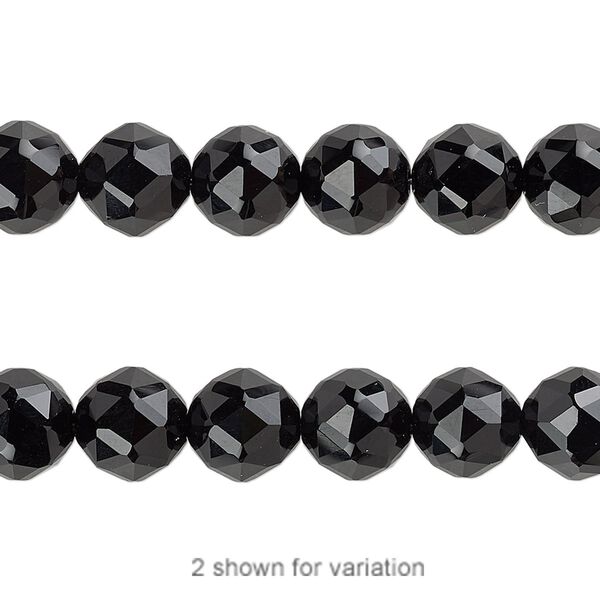 Black onyx 1pkg1, rose-cut round bead 8 inch 8mm image number 0