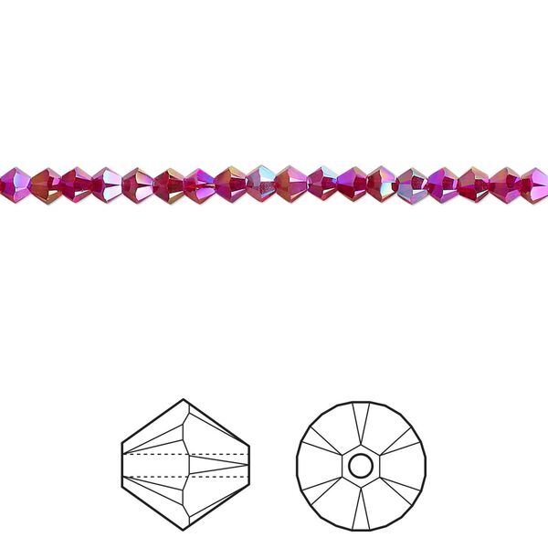 Bead 1440pk Siam shimmer 2X, Swarovski® 3mm XILION bicone 5328 image number 0