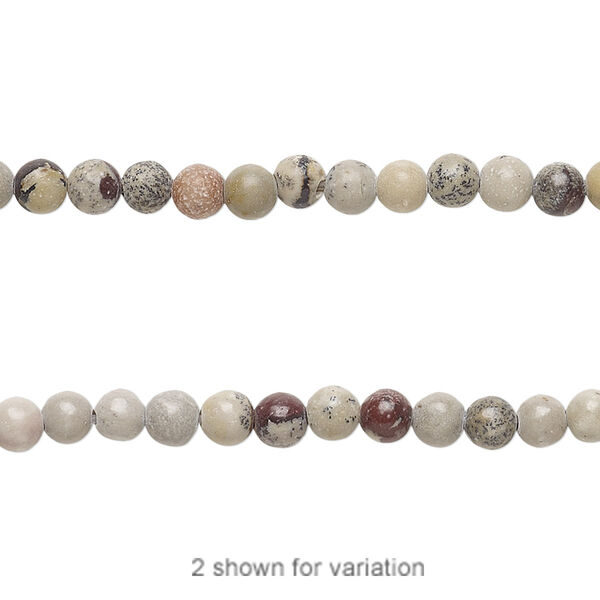 Limestone 1pkg1, round bead natural 15.5-16 inch Crazy Horse™ stone 4mm image number 0