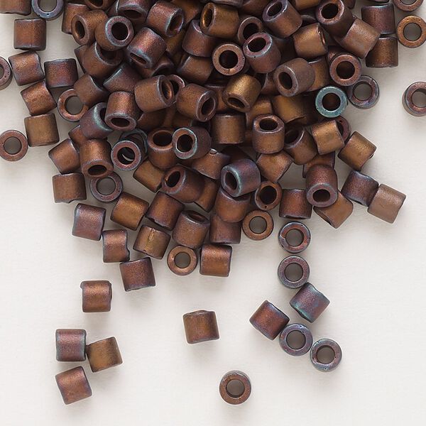 Seed bead, Delica®, glass, pkg/50g, #8 round, opaque matte metallic iris copper (DBL-0312). image number 0