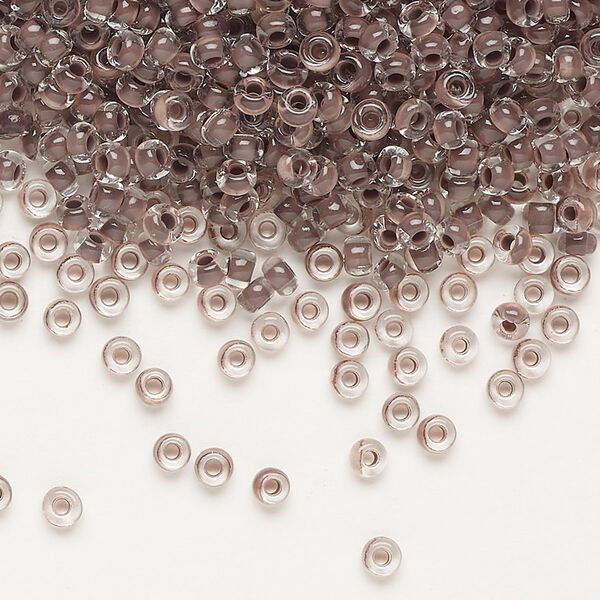 Seed bead, Preciosa Ornela Czech glass, pkg/50g, #8 rocaille, transparent terra intensive chocolate-lined clear, (08A19). image number 0
