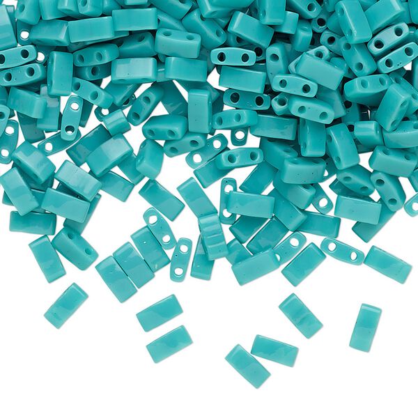 Seed bead, TILA®, glass, pkg/40g, 5x2.3mm half tila rectangle, opaque mint green, (HTL-412). image number 0