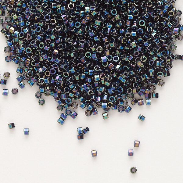 Seed bead, Delica®, glass, pkg/250g, #11 cut, opaque rainbow black (DBC-0005). image number 0