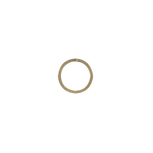 Jump ring, antique gold-plated brass, 10mm soldered round, 8.3mm inside diameter, 20 gauge. Sold per pkg of 100. image number 0