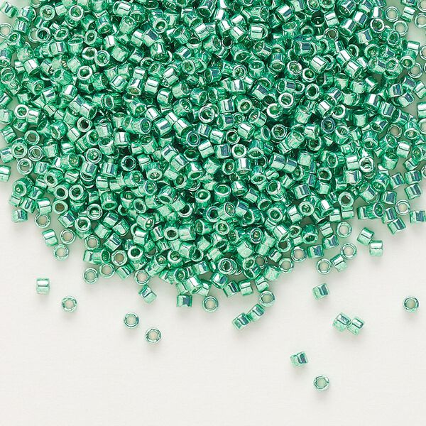 Seed bead, Delica®, glass, pkg/250g, #11 round, opaque galvanized dark mint green (DB-0426). image number 0