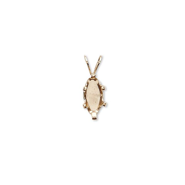 Pendant, Snap-Tite®, 14Kt gold-filled, 10x5mm 6-prong marquise setting. Sold individually. image number 0