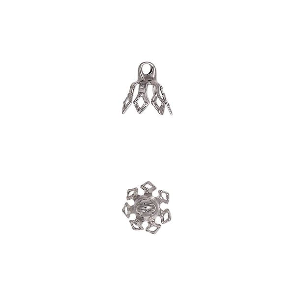 Bead cap, gunmetal-plated brass, 7x5.5mm 7-prong bell, fits 5-7mm bead. Sold per pkg of 500. image number 0