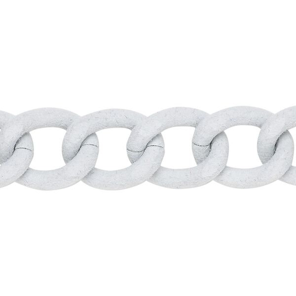 Chain, aluminum, flocked white, 13mm curb. Sold per pkg of 24 inches. image number 0
