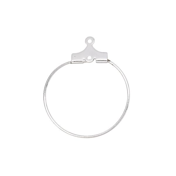 Beading hoop, silver-plated brass, 20mm round with loop. Sold per pkg of 100. image number 0