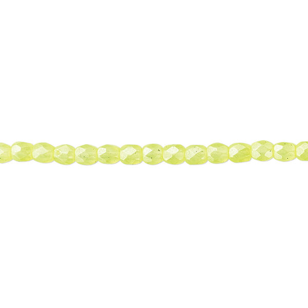 Bead, Czech fire-polished dipped décor glass, pearlescent light yellow, 3mm faceted round. Sold per pkg of 1,200 (1 mass). image number 0
