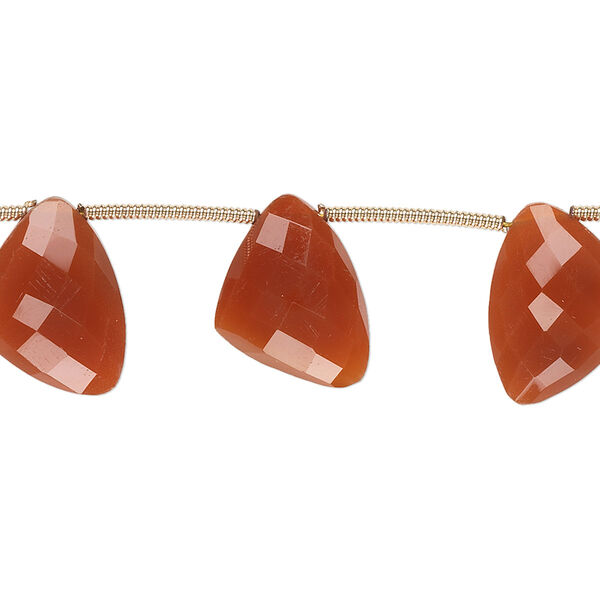 Carnelian 1pkg6, hand-cut top-drilled faceted irregular triangle bead graduated 12x9x9mm-15x12x12mm image number 0