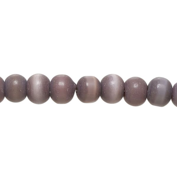 Bead, matte cat's eye glass (fiber optic glass), matte purple, 7x5mm-8x6mm rondelle. Sold per 14-inch strand, approximately 70 beads. image number 0