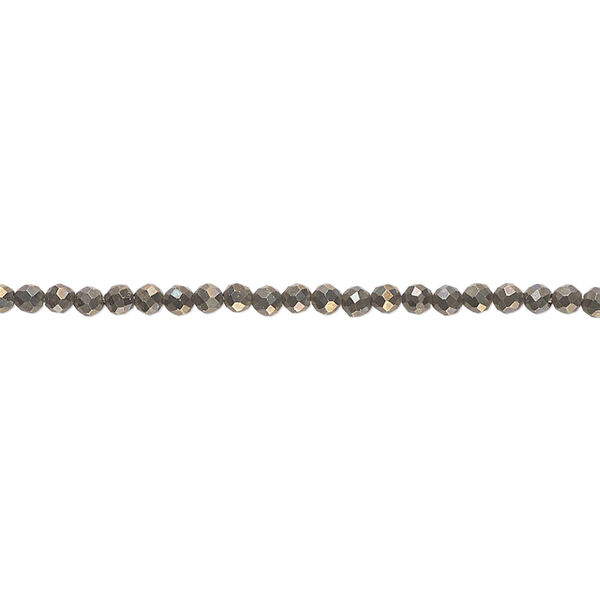Pyrite 1pkg1, faceted round bead natural 15.5-16 inch 2mm image number 0