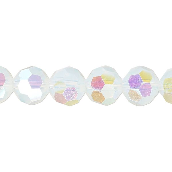 Bead 1pk 32 facets clear translucent frosted AB, Celestial Crystal® 10mm round 15.5-16 inch image number 0