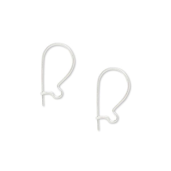 Ear wire, sterling silver, 17mm curved kidney, 24 gauge. Sold per pkg of 5 pairs. image number 0