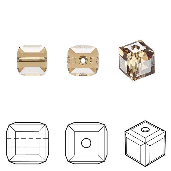 Bead 6pk light Colorado topaz, Crystal Passions® 8mm cube 5601 image number 0