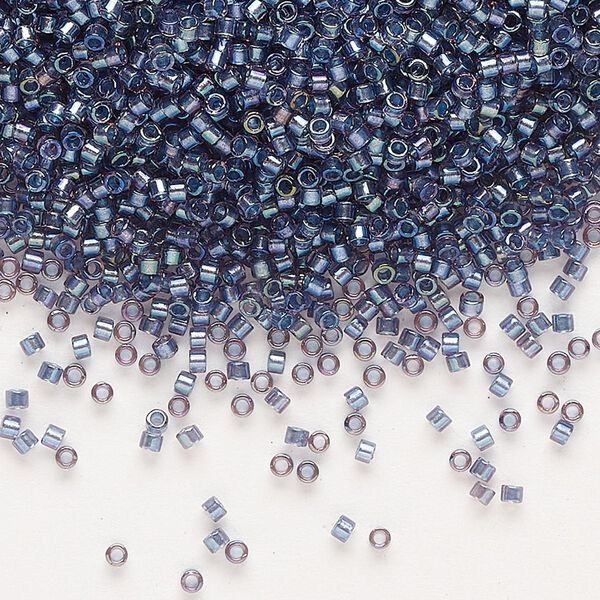 Seed bead, Delica®, glass, pkg/50g, #11 round, translucent tidal-lined luster crystal clear (DB-2387). image number 0