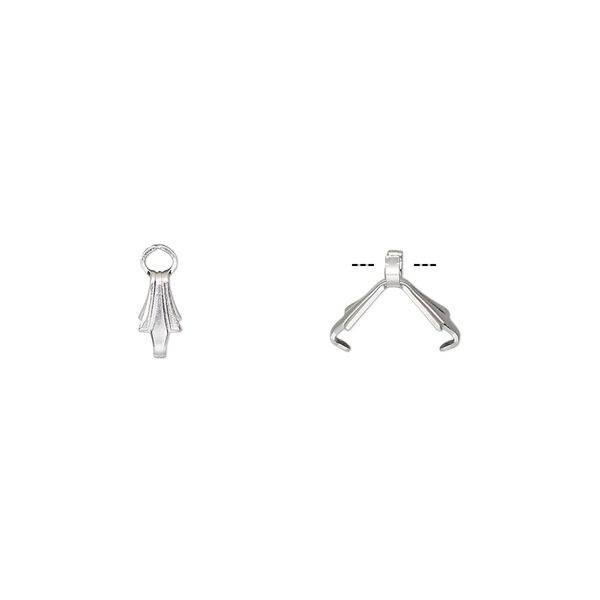 Bail, ice-pick, silver-plated brass, 6.5x3mm with 5mm grip length. Sold per pkg of 100. image number 0