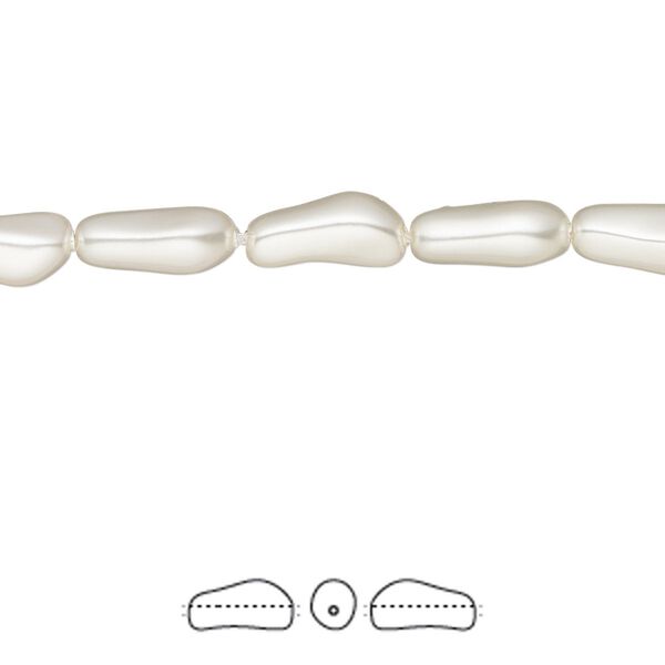 Pearl 10pk white, Crystal Passions® 10x4mm baroque elongated 5844 image number 0