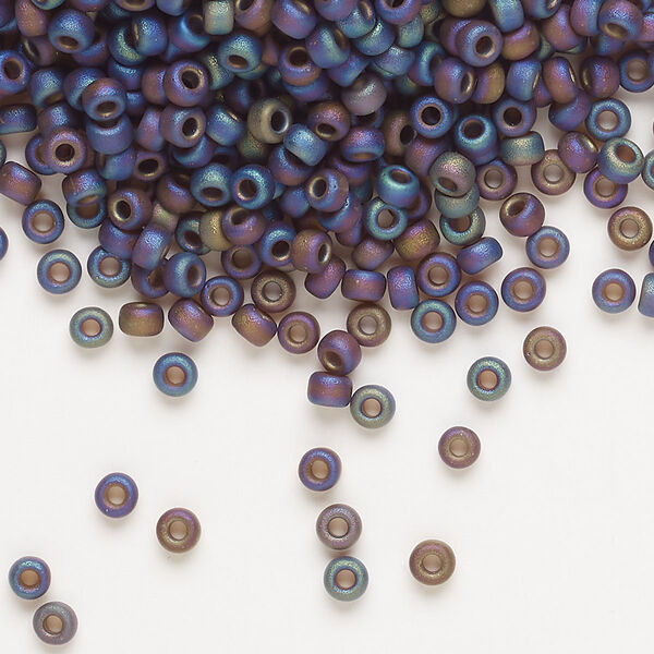 Seed bead, Miyuki, glass, pkg/50g, #8 rocaille, translucent matte rainbow root beer (RR-135FR). image number 0