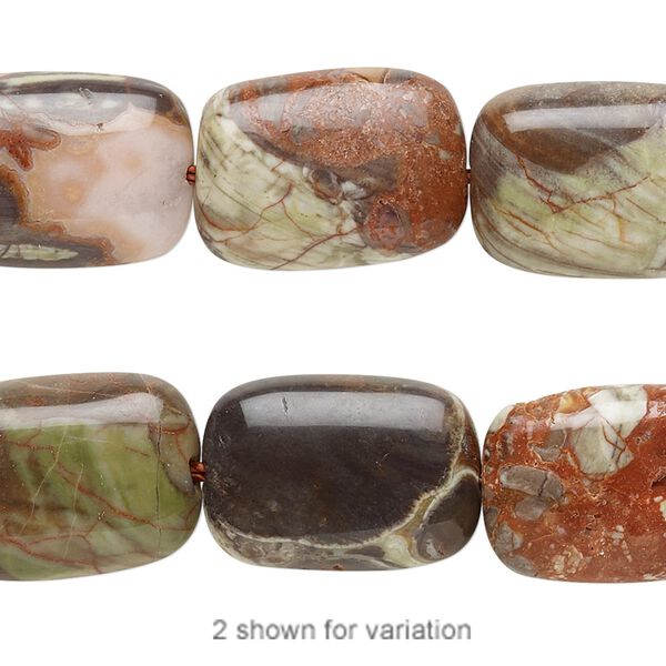 Rainbow rhyolite 1pkg1, puffed rectangle bead natural 8 inch 18x13mm image number 0