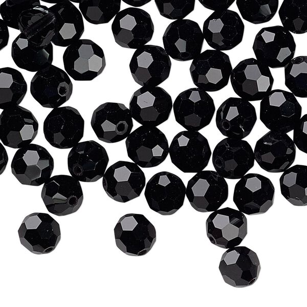 Bead 288pk jet, Preciosa Czech crystal 6mm round image number 0