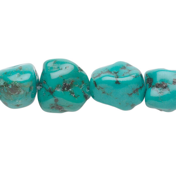 Bead, turquoise (dyed / stabilized), small nugget, Mohs hardness 5 to 6. Sold per 15-1/2 to 16-inch strand. image number 0
