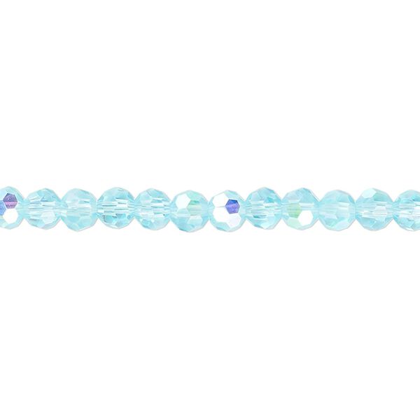 Bead 1pk 32 facets translucent turquoise blue AB, Celestial Crystal® 4mm round 15.5-16 inch image number 0